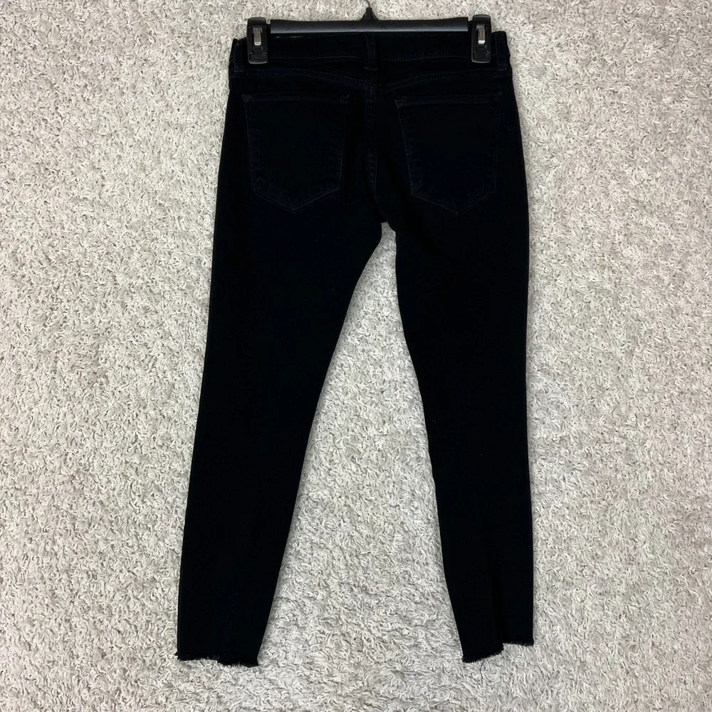 Banana Republic Jeans Womens 25 Petite 25P Black Skinny Denim Distressed Raw Hem - Picture 5 of 10